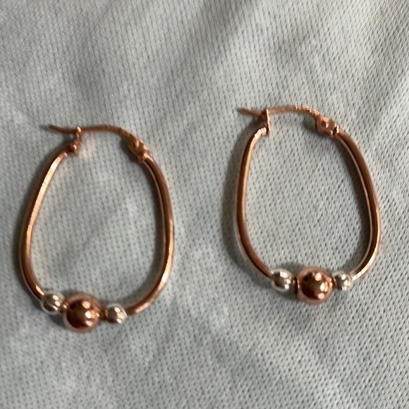 Rosegold Beaded Hoops - Picture 2 of 6